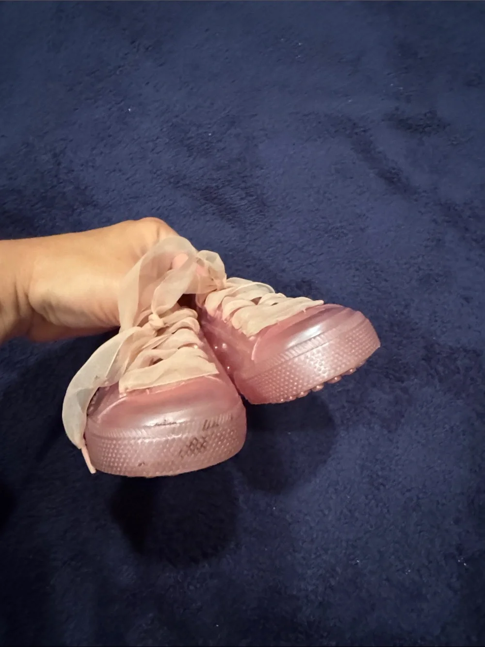 Mini Melissa Rose/pink  Jelly Sneakers with Sheer Ribbon Laces